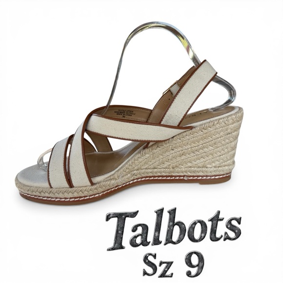 Talbots Shoes - Talbots Chic Canvas Espadrille Platform Sandals Size 9M Neutral Strappy